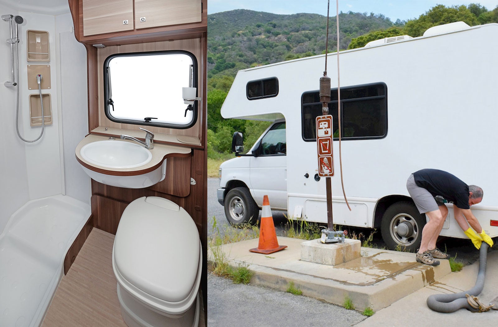 Portable RV/camper toilet and holding tank setup in Apache Junction, Arizona