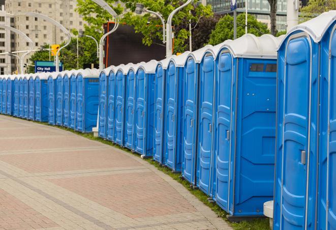 Seasonal porta potty units set up at a Apache Junction, Arizona venue