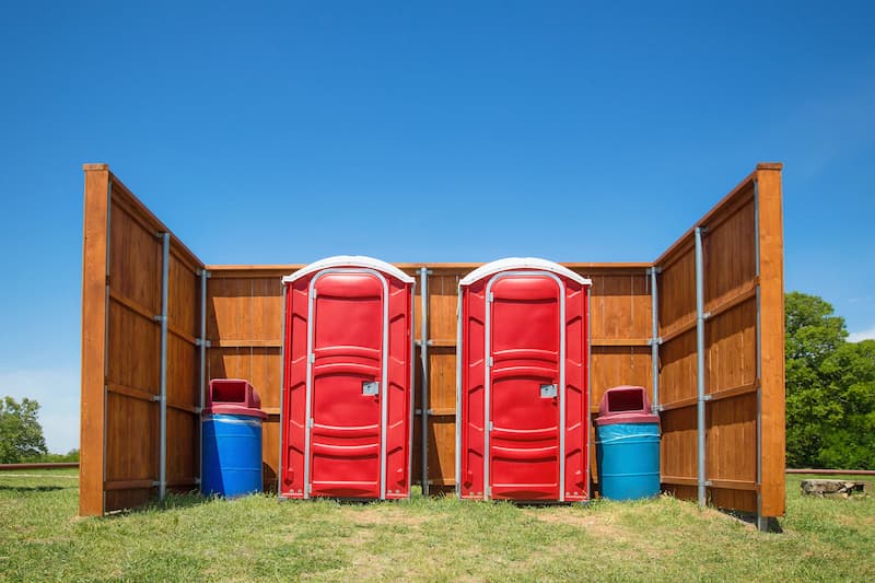 Short-term porta potty units staged for delivery in Apache Junction, Arizona